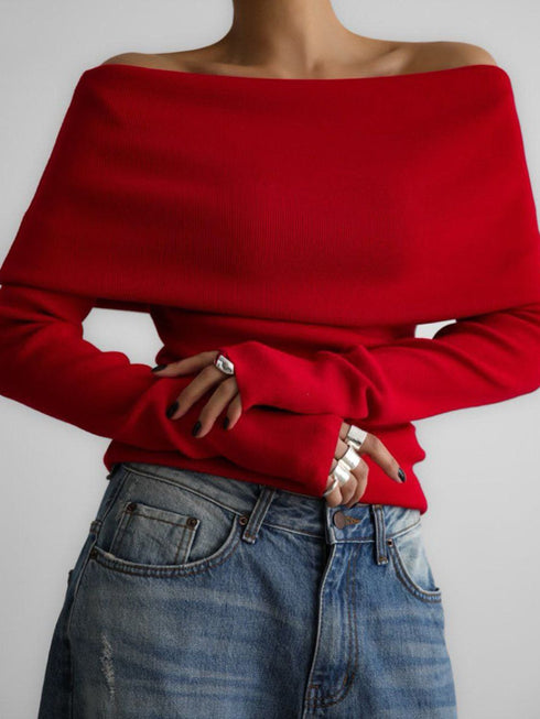 'Alora' Off Shoulder Soft Knit Top - Celes Fashion